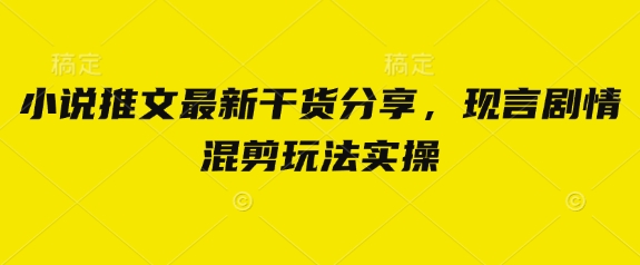 小说推文最新干货分享，现言剧情混剪玩法实操-腾渊网创
