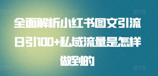 全面解析小红书图文引流日引100+私域流量是怎样做到的【揭秘】-腾渊网创