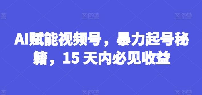 AI赋能视频号，暴力起号秘籍，15 天内必见收益【揭秘】-腾渊论坛