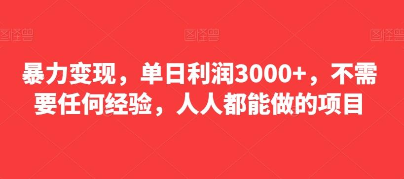 暴力变现，单日利润3000+，不需要任何经验，人人都能做的项目-腾渊网创