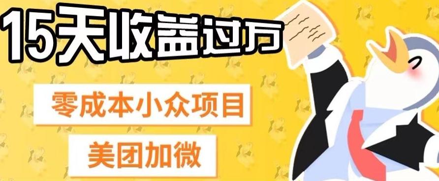零成本小众项目，美团加微，一单4.5+，15天已经有人赚上万收益-腾渊论坛