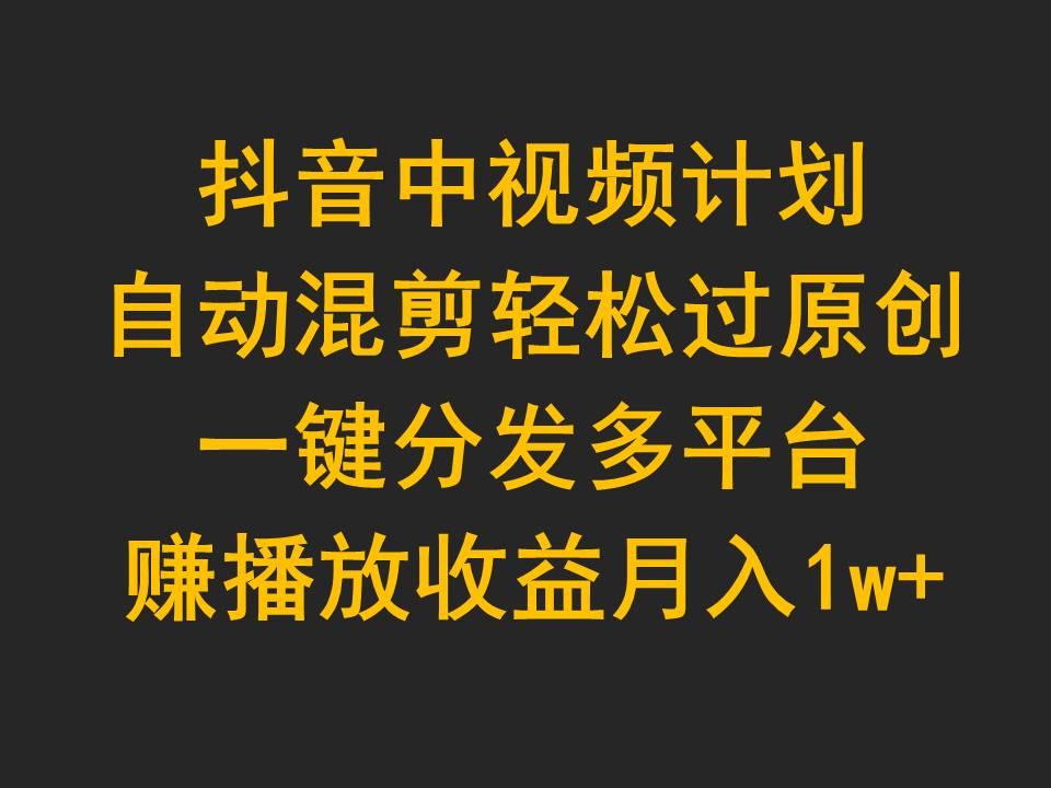 (9825期)抖音中视频计划，自动混剪轻松过原创，一键分发多平台赚播放收益，月入1w+-腾渊网创