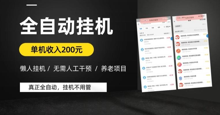 懒人挂机养老项目，全自动挂机无需人工看管，单机收入200元，可批量-腾渊网创
