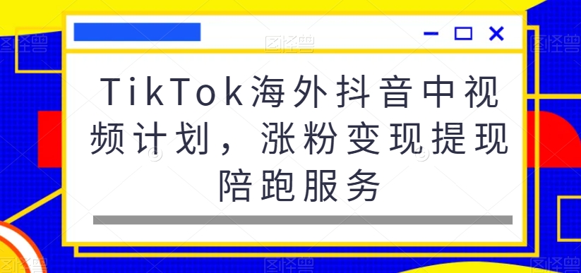 TikTok海外抖音中视频计划，涨粉变现提现陪跑服务-腾渊网创