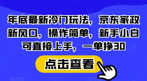 年底最新冷门玩法，京东家政新风口，操作简单，新手小白可直接上手，一单挣30【揭秘】-腾渊网创