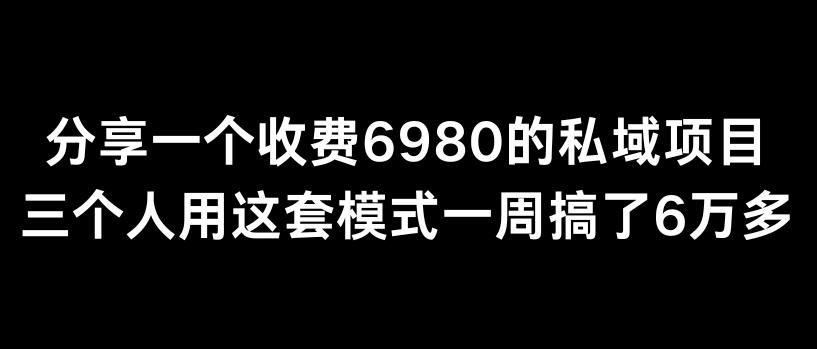 分享一个外面卖6980的私域项目三个人用这套模式一周搞了6万多【揭秘】-腾渊网创
