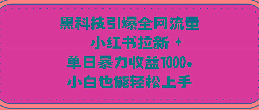 (9679期)黑科技引爆全网流量小红书拉新，单日暴力收益7000+，小白也能轻松上手-腾渊论坛