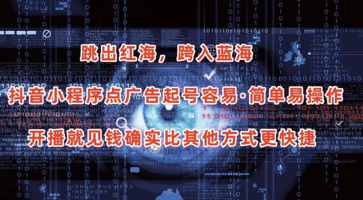 抖音小程序点广告项目，起号容易，简单易操作，开播就见有收益【揭秘】-腾渊网创