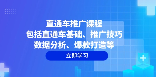 直通车推广课程：包括直通车基础、推广技巧、数据分析、爆款打造等-腾渊网创