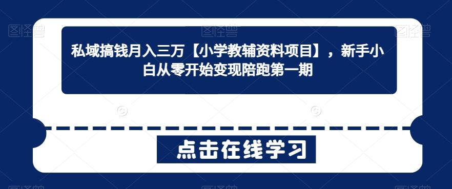 私域搞钱月入三万【小学教辅资料项目】，新手小白从零开始变现陪跑第一期-腾渊网创