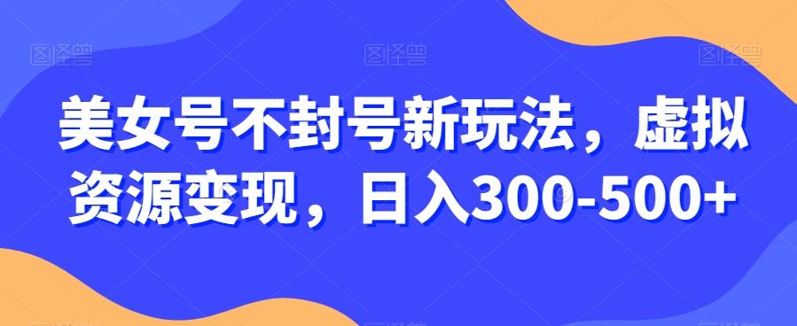 美女号不封号新玩法，虚拟资源变现，日入300-500+-腾渊论坛