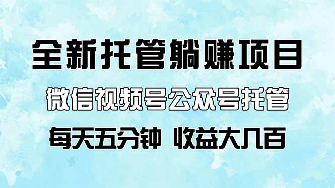 全新托管躺赚项目，微信视频号公众号托管代运营，每天五分钟，收益大几百-腾渊网创