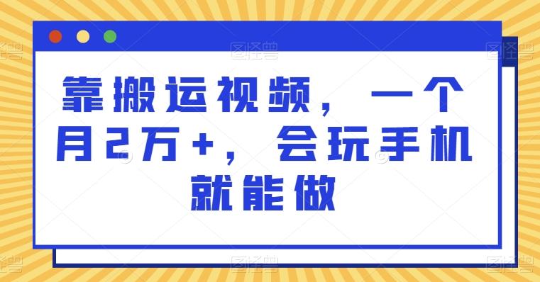靠搬运视频，一个月2万+，会玩手机就能做-腾渊论坛