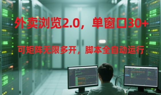 外卖浏览2.0，单窗口30+可矩阵无限多开，脚本全自动运行【揭秘】-腾渊网创