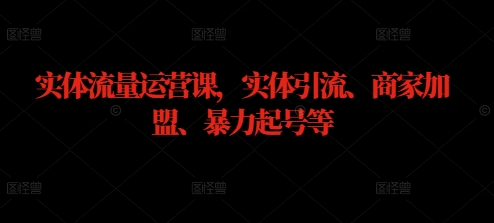 实体流量运营课，实体引流、商家加盟、暴力起号等-腾渊网创