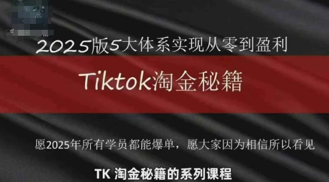 TikTok跨境2025淘金秘籍，​2025TikTok从0到盈利变现-腾渊论坛