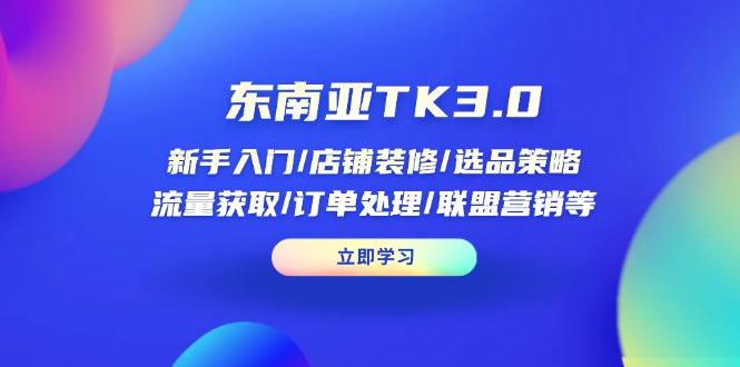 东南亚TK3.0：新手入门/店铺装修/选品策略/流量获取/订单处理/联盟营销等-腾渊网创