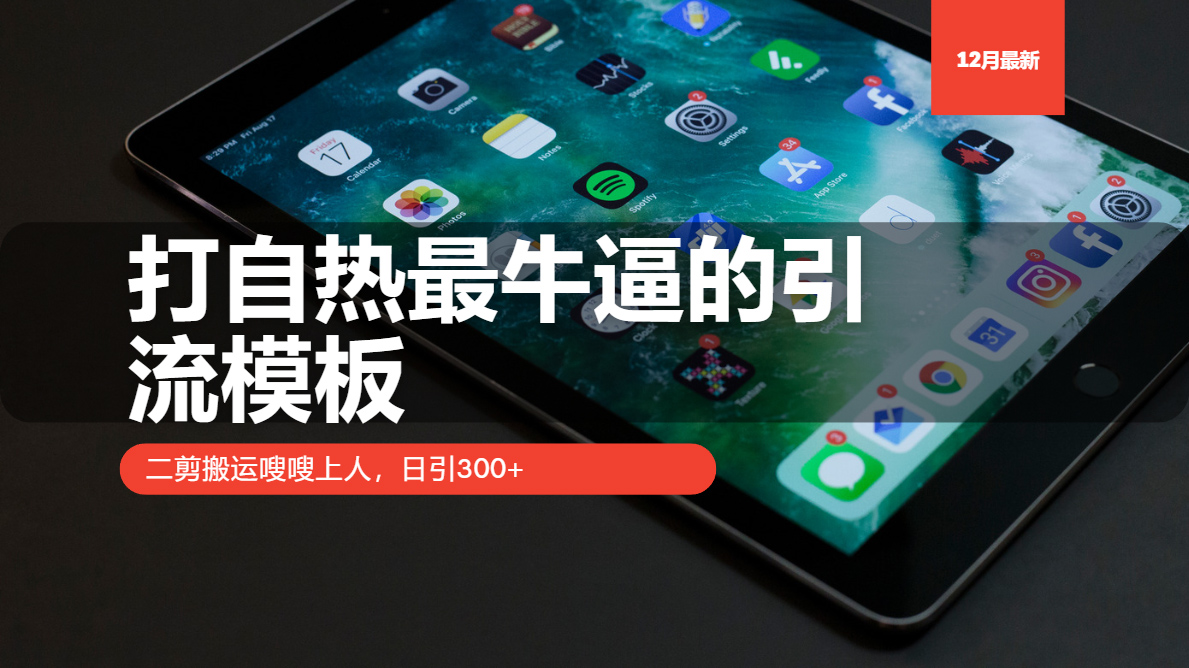 打自热最牛逼的引流模板，二剪搬运嗖嗖上人，日引300+-腾渊网创