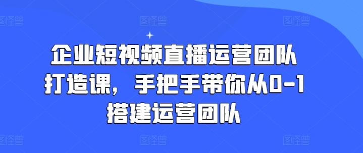 企业短视频直播运营团队打造课，手把手带你从0-1搭建运营团队-腾渊网创