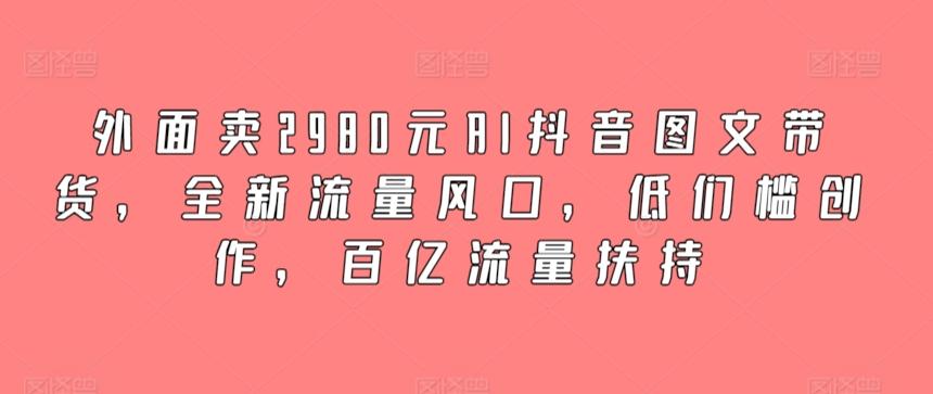外面卖2980元AI抖音图文带货，全新流量风口，低们槛创作，百亿流量扶持-腾渊网创