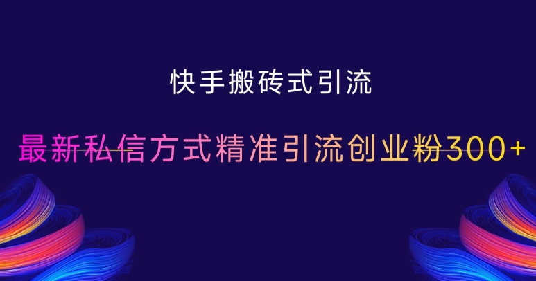 快手搬砖式引流，最新私信方式精准引流创业粉300+-腾渊论坛