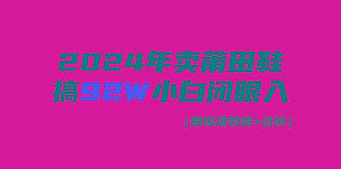 (9329期)2024年卖莆田鞋，搞了92W，小白闭眼操作！-腾渊网创