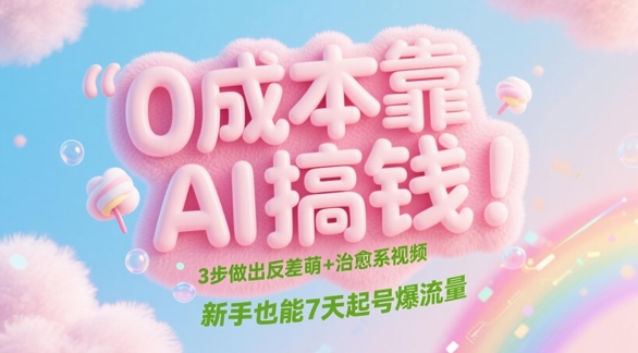 0成本靠AI搞钱！3步做出反差萌+治愈系视频，新手也能7天起号爆流量-腾渊论坛