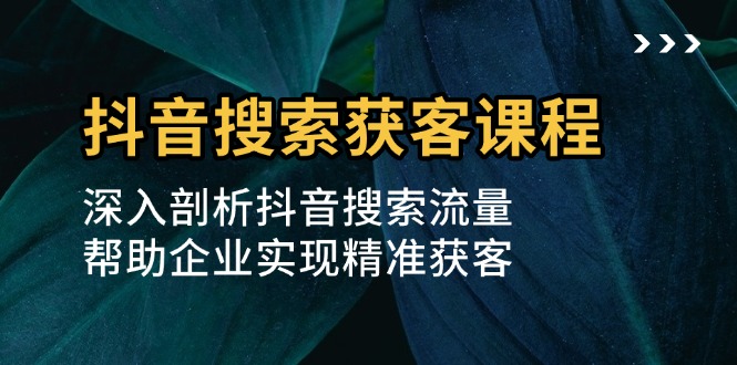 抖音搜索获客课程：深入剖析抖音搜索流量，帮助企业实现精准获客-腾渊论坛