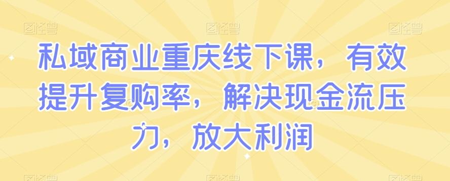 私域商业重庆线下课，有效提升复购率，解决现金流压力，放大利润-腾渊论坛