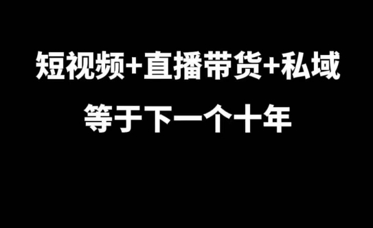 短视频+直播带货+私域等于下一个十年，大佬7年实战经验总结-腾渊网创