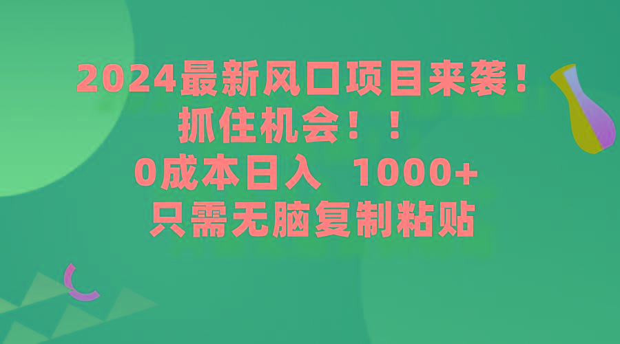 (9899期)2024最新风口项目来袭，抓住机会，0成本一部手机日入1000+，只需无脑复...-腾渊论坛