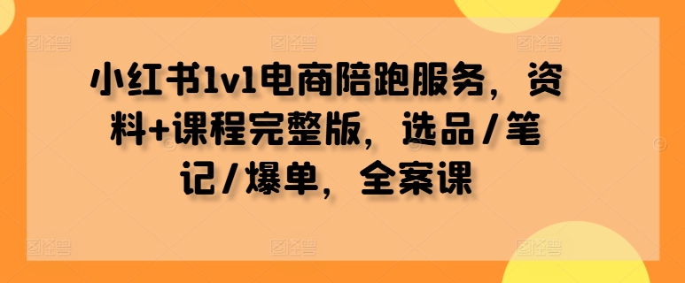 小红书1v1电商陪跑服务，资料+课程完整版，选品/笔记/爆单，全案课-腾渊网创