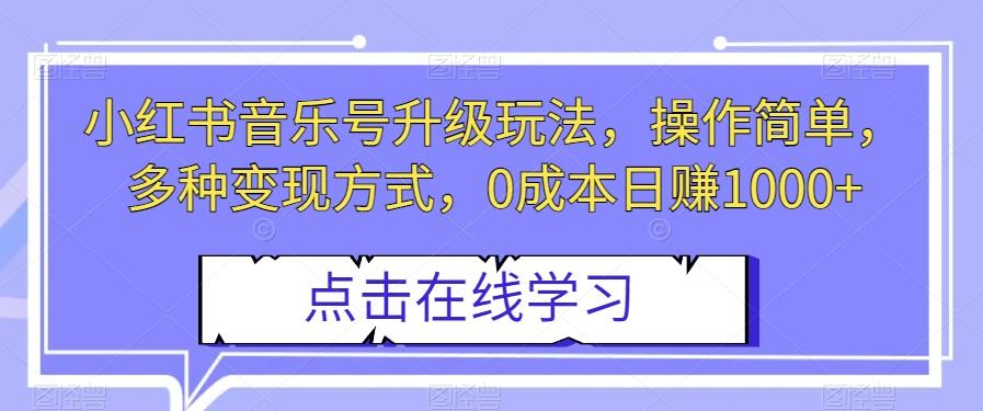 小红书音乐号升级玩法，操作简单，多种变现方式，0成本日赚1000+【揭秘】-腾渊论坛