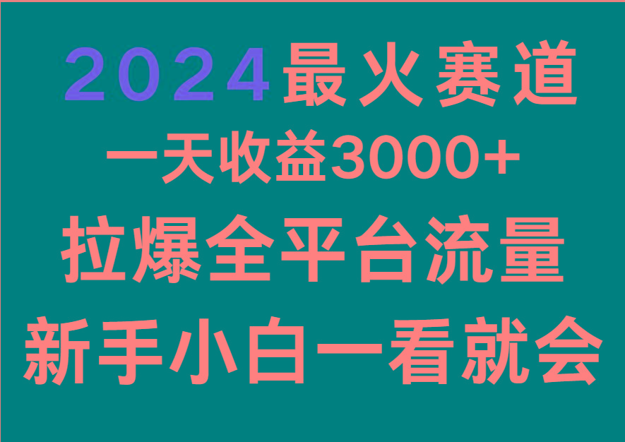 2024最火赛道，一天收一3000+.拉爆全平台流量，新手小白一看就会-腾渊论坛