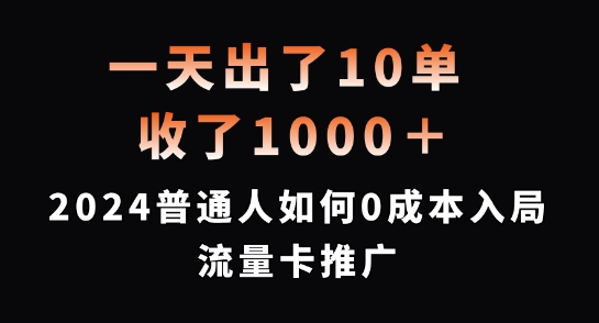 一天出了10单，收了1000+，2024普通人如何0成本入局流量卡推广【揭秘】-腾渊网创