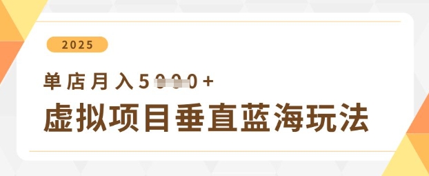 虚拟项目垂直玩法，实现单店月入5k+-腾渊论坛