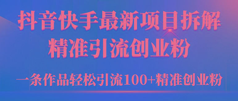 (9447期)2024年抖音快手最新项目拆解视频引流创业粉，一天轻松引流精准创业粉100+-腾渊网创
