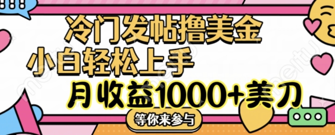 冷门发帖撸美金项目，月收益1000+美金，简单无脑，干就完了【揭秘】-腾渊网创