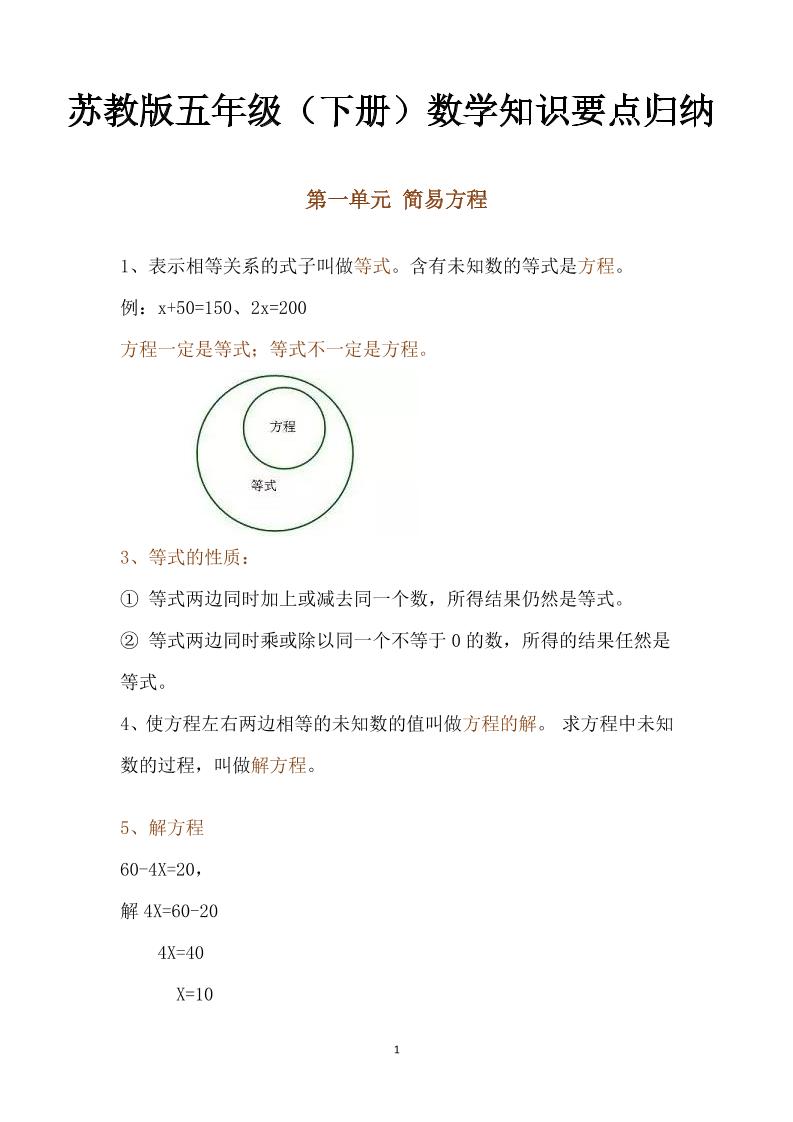 五下数学：苏教版数学知识点归纳-腾渊论坛