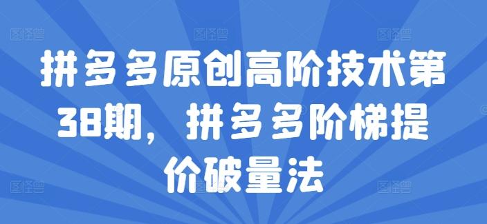 拼多多原创高阶技术第38期，拼多多阶梯提价破量法-腾渊网创