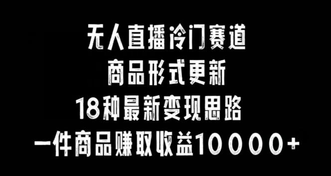 无人直播冷门赛道，商品形式更新，18种变现思路，一件商品赚取收益10000+【揭秘】-腾渊网创