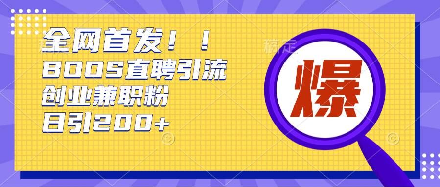 通过Boss直聘，每天轻松钓到200+多条创业大鱼的秘籍【揭秘】-腾渊网创