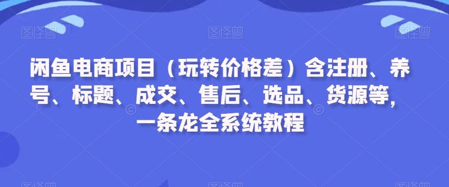 闲鱼电商项目(玩转价格差)含注册、养号、标题、成交、售后、选品、货源等，一条龙全系统教程-腾渊论坛