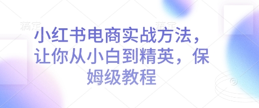 小红书电商实战方法，让你从小白到精英，保姆级教程-腾渊网创