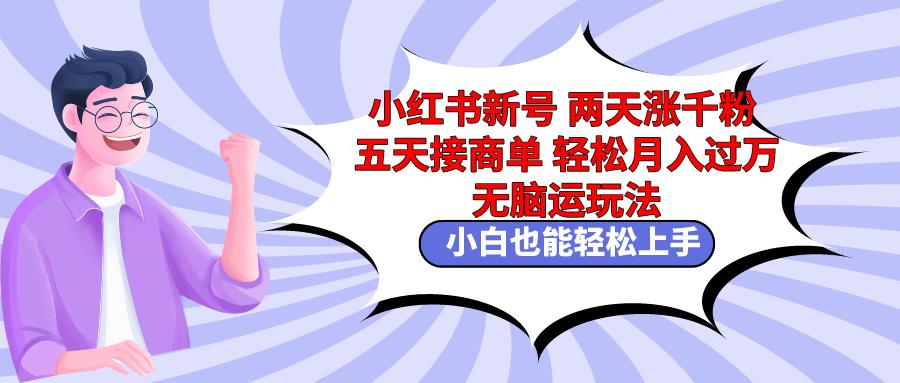 小红书新号两天涨千粉五天接商单轻松月入过万 无脑搬运玩法 小白也能轻...-腾渊网创