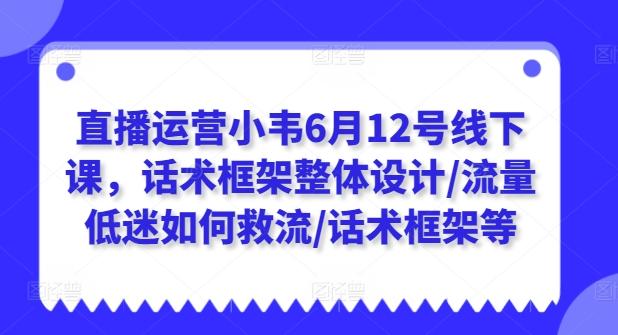 直播运营小韦6月12号线下课，话术框架整体设计/流量低迷如何救流/话术框架等-腾渊网创