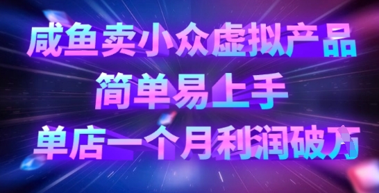 咸鱼卖小众虚拟产品，简单易上手，单店一个月利润破W-腾渊网创