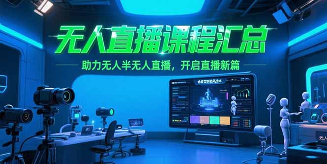 无人直播课程汇总，含非实时防风技术，助力无人半无人直播，开启直播新篇-腾渊网创