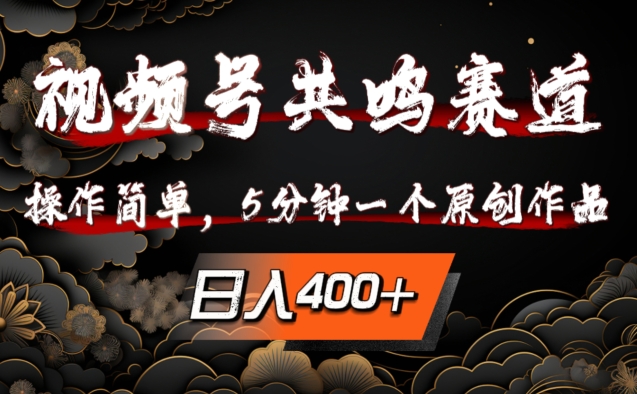 视频号共鸣赛道，操作简单，5分钟1个原创作品，日入几张【揭秘】-腾渊论坛