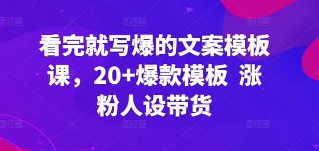 看完就写爆的文案模板课，20+爆款模板  涨粉人设带货-腾渊网创